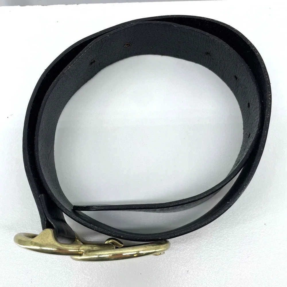 Black Leather Belt Double Ring Boho Artisan 1.5
